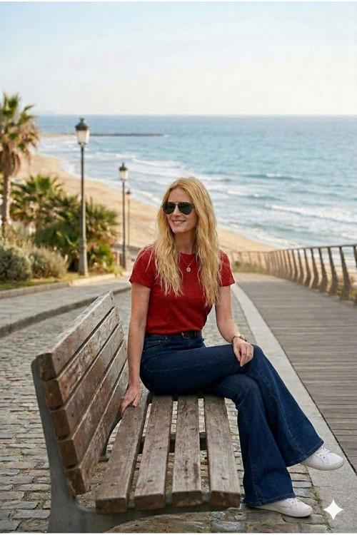 Lacivert Renk Jeans, İspanyol Paça Yüksek Bel Likralı Kot Pantolon