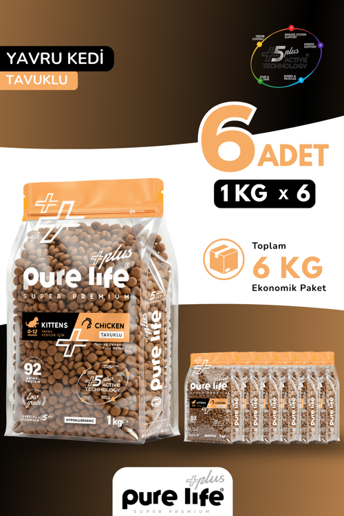 Plus Tavuklu Yavru Kedi Maması 1kg (6 Adet)