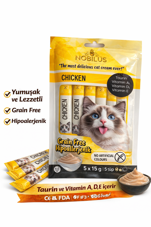 Nobilus Tavuklu Kedi Krema Ödül Maması 5 x 15 gr