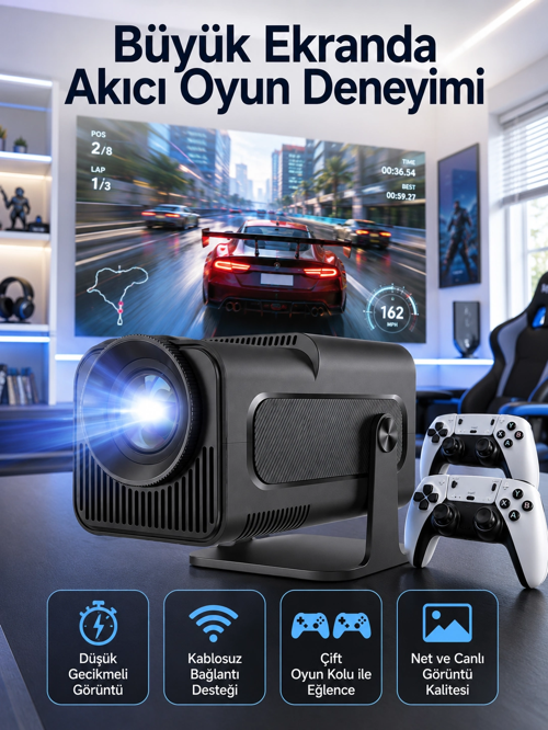 Çift Kollu Game Box Projeksiyon Kumandalı Tv Dahili Hoparlör