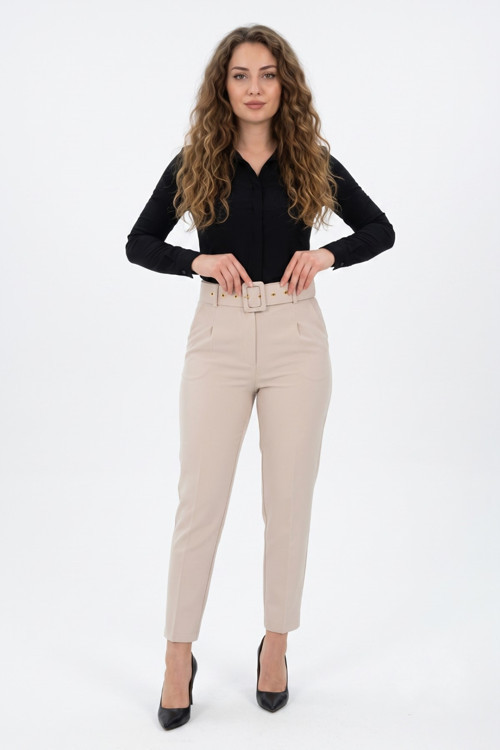 Kadın Büyük Beden Kemerli Pantolon BGL-ST03691