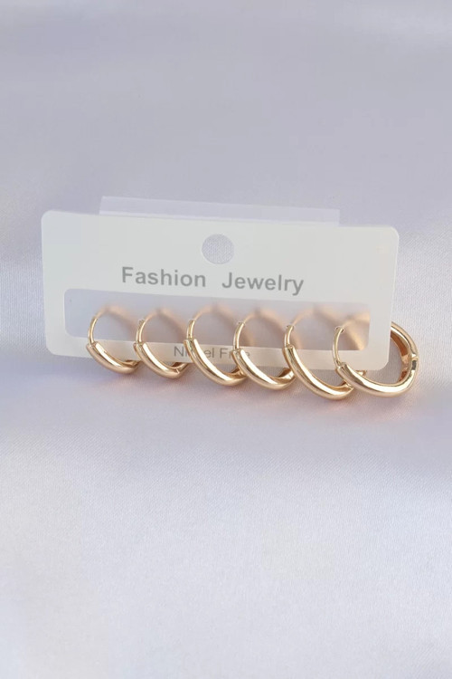 Pirinç Gold Renk Oval Küpe Seti - TJ-BKP8998