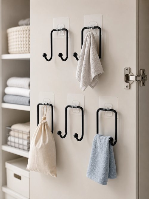 5'Li Yapışkanlı Askı Seti Mutfak Banyo Ev İçin Çok Amaçlı Askılık