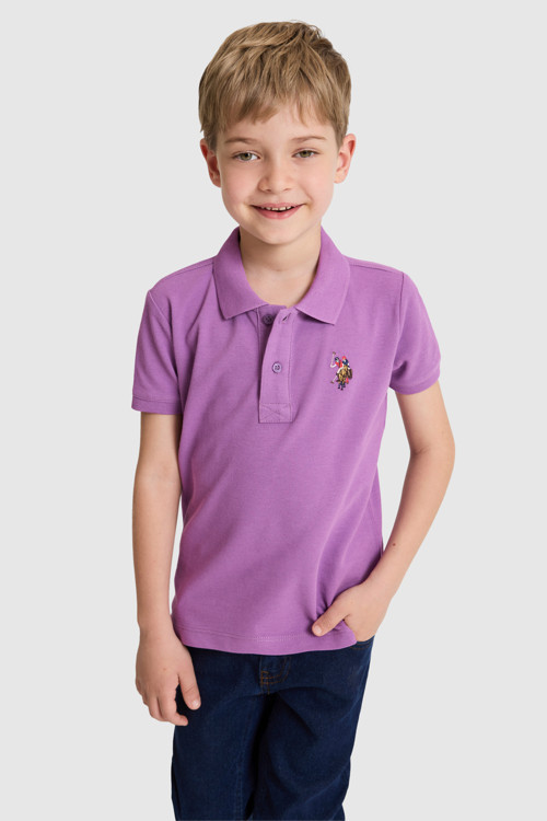 Erkek Çocuk Menekşe Polo Yaka Basic Tişört 50325608-VR037