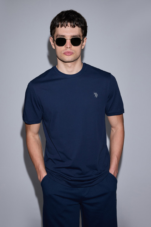 Erkek Lacivert Regular Fit Bisiklet Yaka Basic Tişört 50322312-VR033