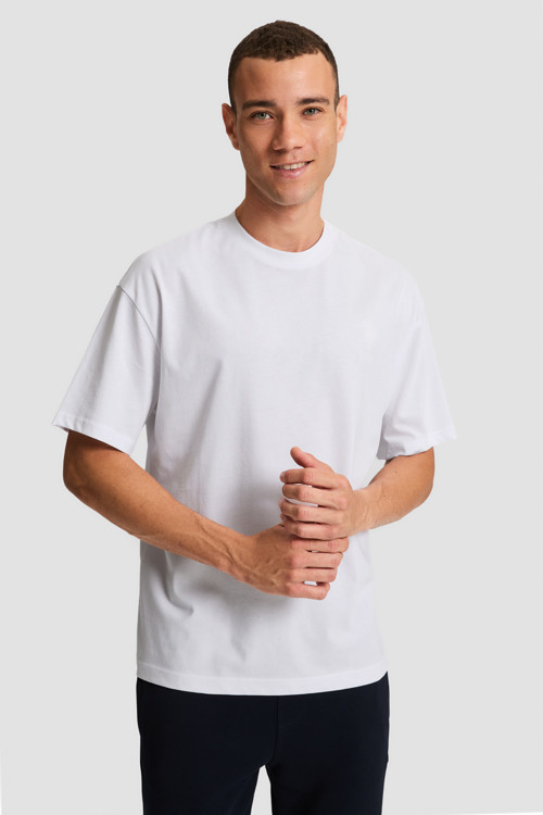 Erkek Beyaz Comfort Fit Bisiklet Yaka Basic Tişört 50322548-VR013