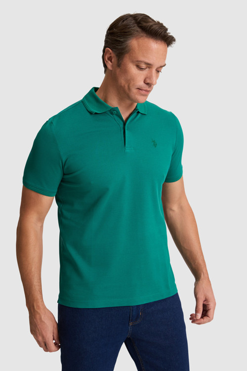 Erkek Koyu Yeşil Regular Fit Polo Yaka Basic Tişört 50324938-VR079