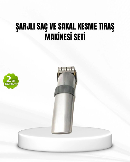 Şarjlı Saç ve Sakal Kesme Makinesi – Paslanmaz Çelik Bıçak Ayarlanabilir Başlık