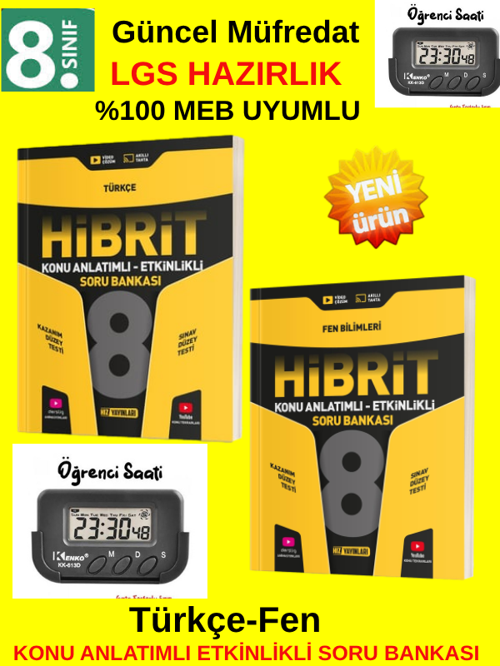 Güncel Müfredat 8.SINIF HİBRİT Fen-Türkçe LGS Konu Anlatımlı Etkinlikli Soru Bankası+Kronometre