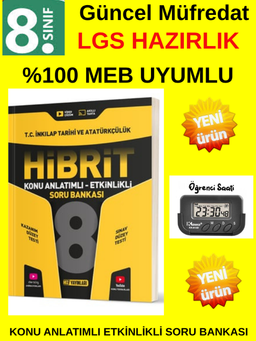 Güncel Müfredat 8.SINIF HİBRİT iNKILAP TARİHİ LGS Hazırlık Konu Anlatımlı Etkinlikli Soru Bankası+Kronometre