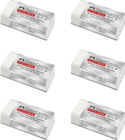 Faber-Castell Dust Free Küçük Silgi Beyaz 6 lı 187130