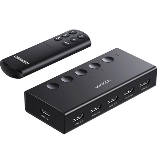 HDMI Anahtarı 5'i 1 Arada Çıkış 4K@60Hz, Uzaktan Kumandalı HDMI 5 Bağlantı Noktalı Switcher Seçici Kutu Desteği 3D CEC HDR HDCP2.2 PS5/4/3 Switch ile Uyumlu Roku TV Fire