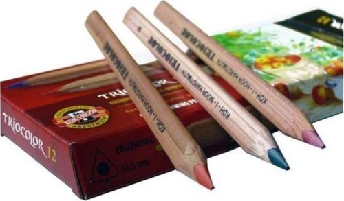 Koh-i Noor Triocolor Kalın Kuru Boya Kalemi 12 Renk Üçgen Gövde