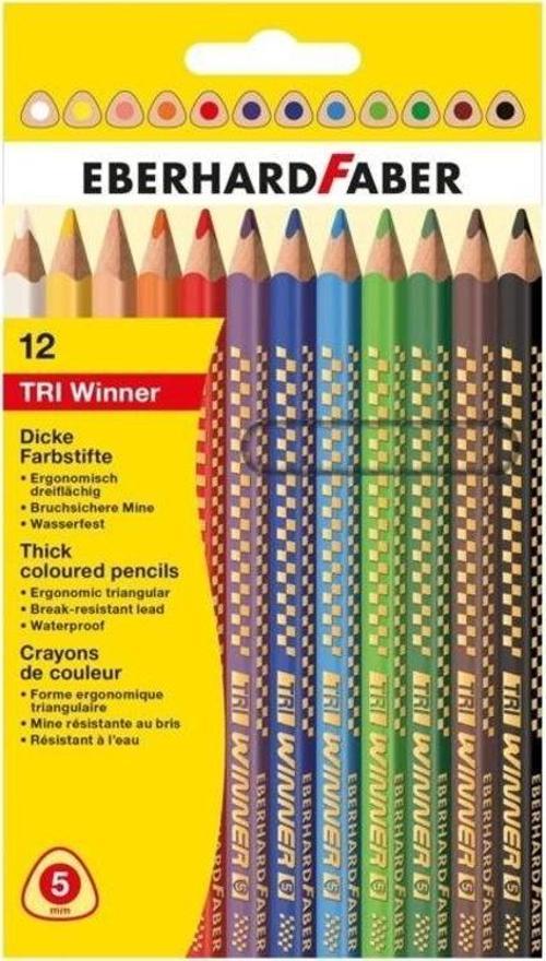 TRI Winner Kalın Üçgen Kuru Boya 12 Renk 4mm Mine
