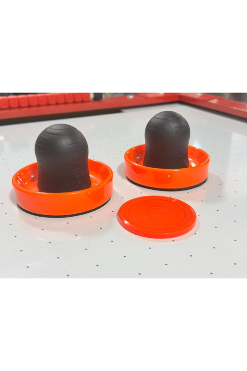 İthal Kırmızı Renk Aır Hockey 2 Adet Elcik Ve 1 Adet Disk Havalı Hokey Masası Tutamaç ve Topu
