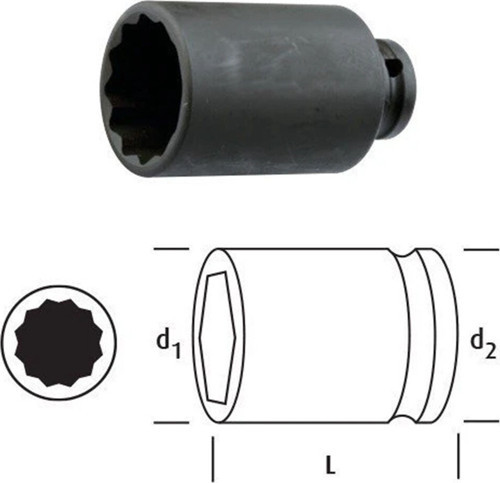 LN38YD15 Yıldız Uzun Lokma 3/8'' 15mm