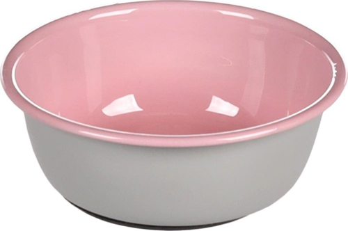 Nell Boyalı Çelik Mama Kabı Antislip Gri-Pembe 250Ml