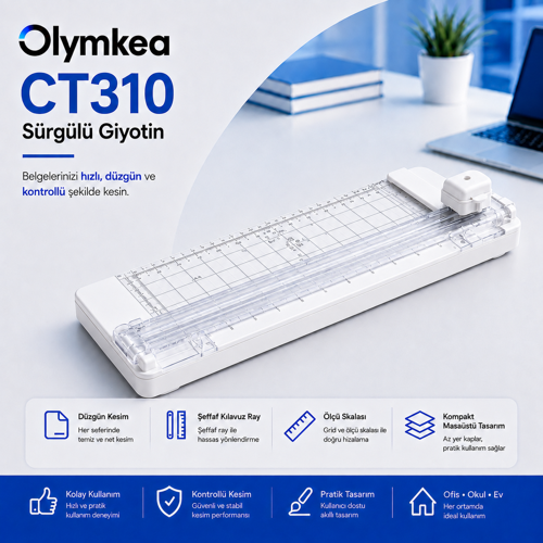 CT310 Taşınabilir Kağıt Kesme Makinesi | 10 Yaprak Kapasiteli Paper Trimmer