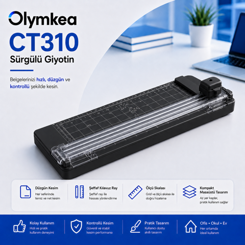 CT310 Taşınabilir Kağıt Kesme Makinesi | 10 Yaprak Kapasiteli Paper Trimmer