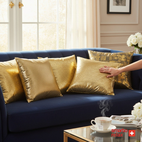 Smarto Relax 4'lü Antibakteriyel Desenli Gold Dekoratif Dolgulu Kırlent 45X45 cm