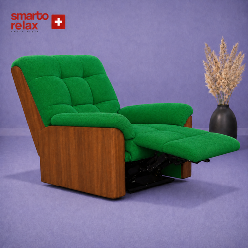Smarto Relax Porto Elektrikli Döner Sallanan Ahşap Yan Panelli Polyester Kumaş TV Koltuğu Baba Koltuğu (Yeşil)