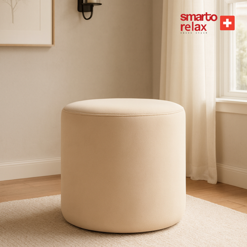 Smarto Relax Babyface Kumaş Silindir Puf 40×45 cm (Ekru)