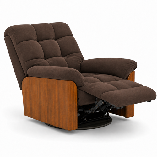 Smarto Relax Porto Elektrikli Masajlı Isıtmalı Döner Sallanan Ahşap Yan Panelli Polyester TV Koltuğu Baba Koltuğu (Kahverengi)