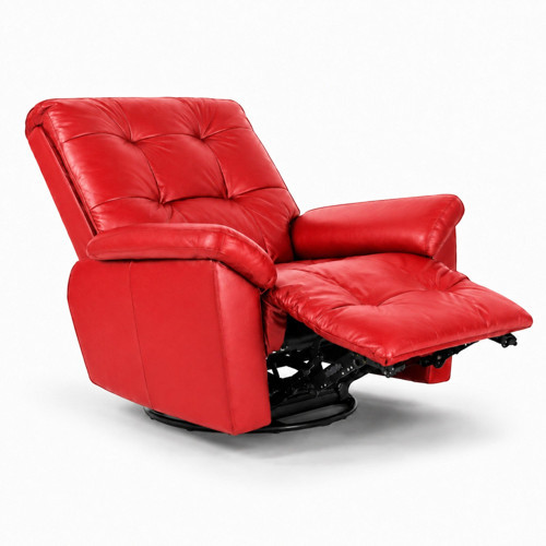 Smarto Relax Basel Elektrikli Masajlı Döner Sallanan TV Koltuğu Kontrol Panelli Ergonomik Gerçek Deri Baba Koltuğu (Kırmızı)