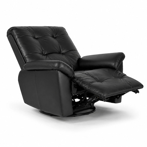 Smarto Relax Basel Elektrikli Masajlı Döner Sallanan TV Koltuğu Kontrol Panelli Ergonomik Gerçek Deri Baba Koltuğu (Siyah)