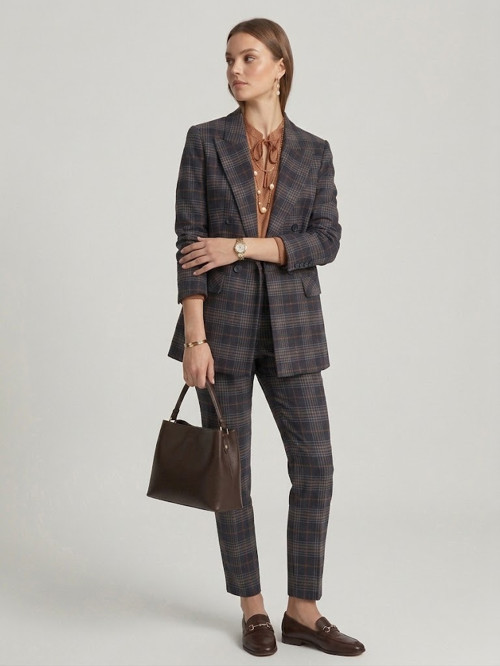 Ekose Desenli Kruvaze Blazer Ceket 4065