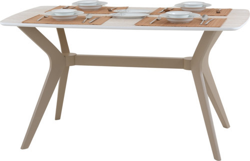 80X120 Mdf Mutfak Masası (Sadece Masa) Salon Masası Balkon Masası Viktoria Serisi-Traverten/Capiçino