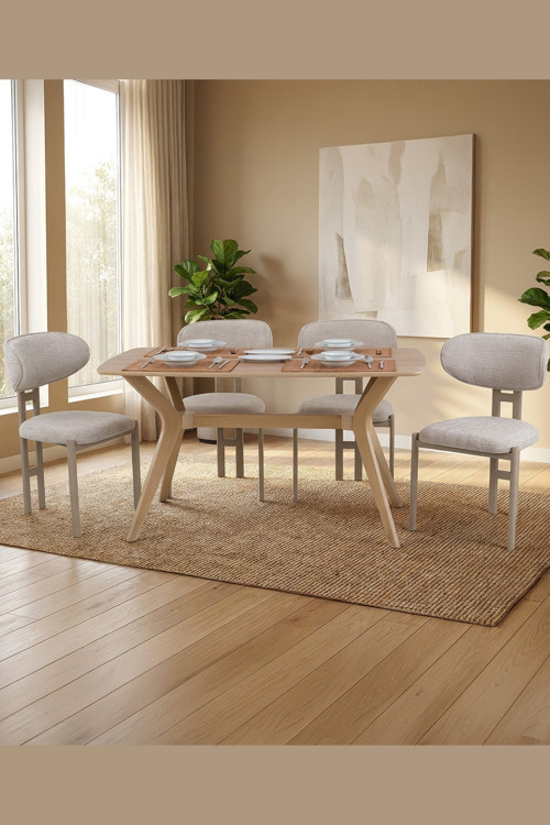 80X120 Mutfak Masası Takımı 1 Masa + 4 Sandalye Salon Masası Viktoria Model-Ceviz