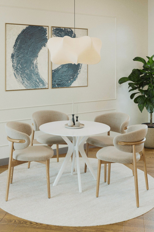 90X90Cm Yuvarlak Masa(Sadece Masa) Beyaz Mutfak Masası-Balkon Masası Pera Model