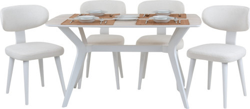 80X120 Mutfak Masa Takımı 1 Masa + 4 Ahşap Sandalye Salon Masası Viktoria Model-Traverten
