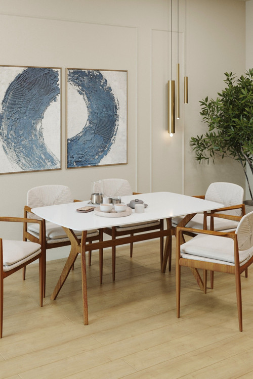 80X138 Beyaz-Ceviz(Sadece Masa) Salon Ve Mutfak Masası Viktoria Model (Masa)