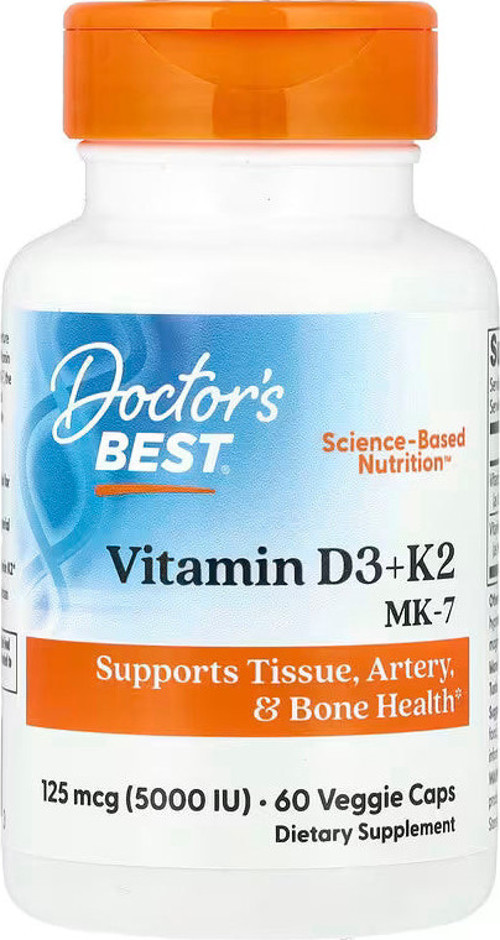 Vitamin D3 + K2 MK-7 5000 IU 60 Veggie Caps