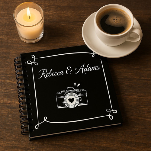 Siyah Yapraklı Defter Seti Polaroid Fotoğraf Albümü | Anı Defteri | Scrapbook | 20 x 20 cm | Beyaz Jel Kalem & Washi Bant Hediyeli