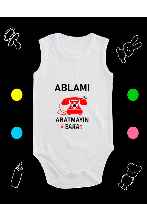 Pamuklu Ablamı Aratmayın Nostalji Telefon Baskılı Penye Bebek Body Çıtçıtlı Badi Zıbın Aabes111