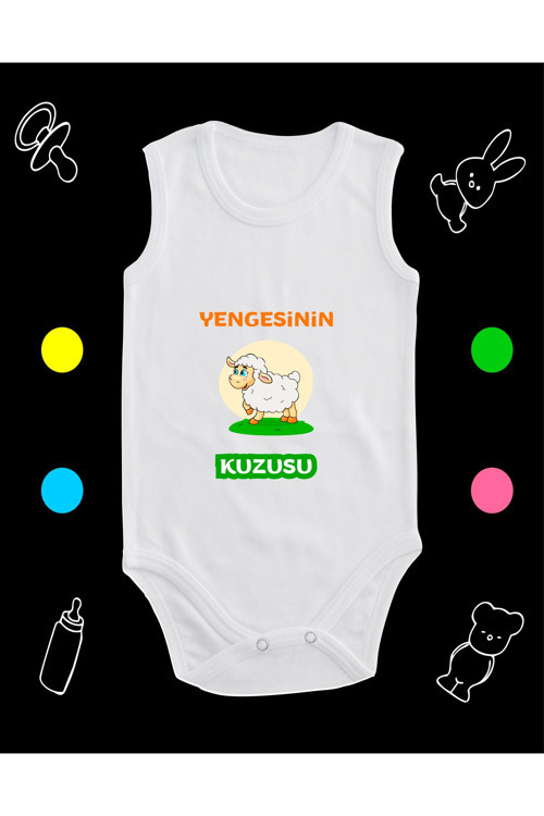 Pamuklu Yengesinin Kuzusu Baskılı Penye Bebek Body Çıtçıtlı Badi Zıbın Ynk129