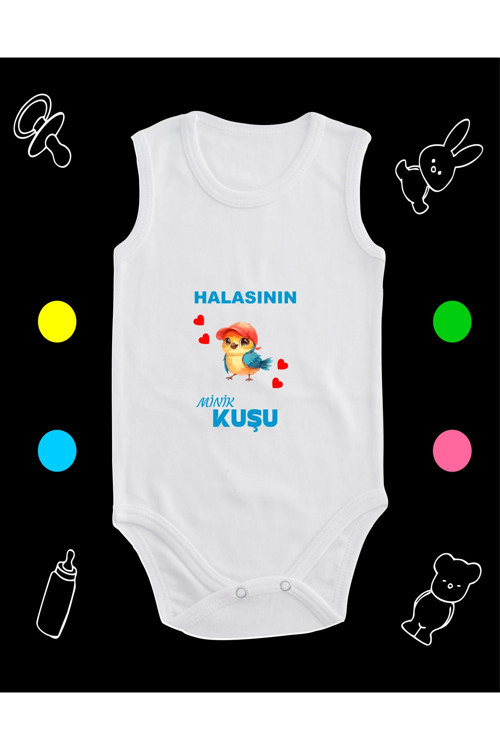 Pamuklu Halasının Minik Kuşu Baskılı Penye Bebek Body Çıtçıtlı Badi Zıbın Hmk127