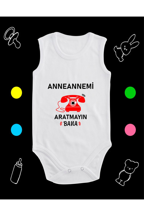 Pamuklu Anneannemi Aratmayın Nostalji Telefon Baskılı Penye Bebek Body Çıtçıtlı Badi Zıbın Anabes129