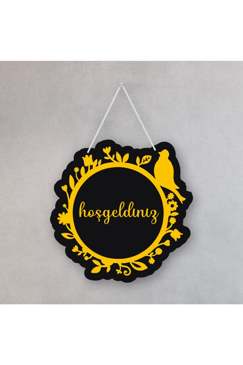 Siyah - Sarı Hoşgeldiniz Yazılı Kapı Süsü