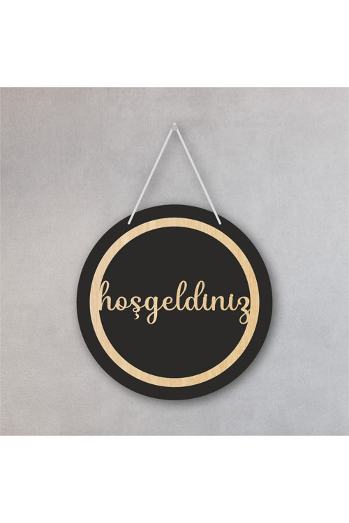 Siyah - Beyaz Hoşgeldiniz Yazılı Kapı Süsü