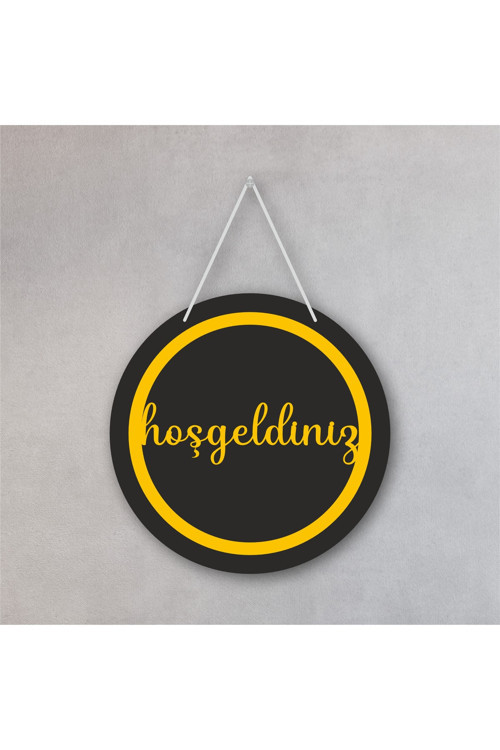 Siyah - Sarı Hoşgeldiniz Yazılı Kapı Süsü
