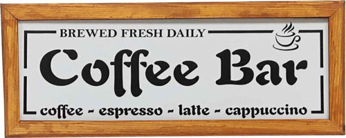 Çay Kahve Köşesi Duvar Dekoru ,Coffee Bar Breved Fresh Beyaz Zeminli Ahşap Çerçeveli Tablo