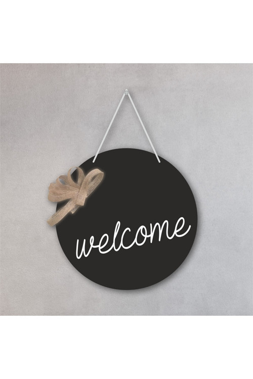 Siyah - Beyaz Welcome Yazılı Kapı Süsü
