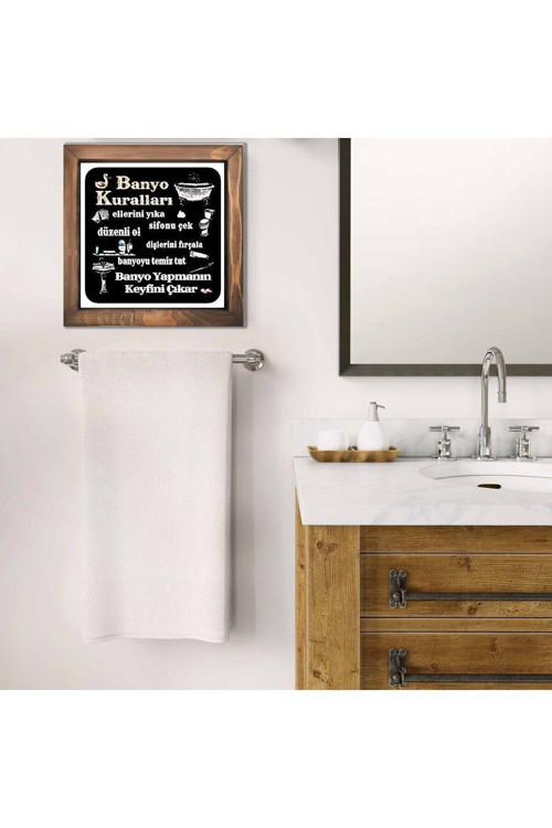 Banyo Kuralları Duvar Dekorasyonu Ahşap Çerçeve Dekoratif Banyo Duvar Çerçevesi