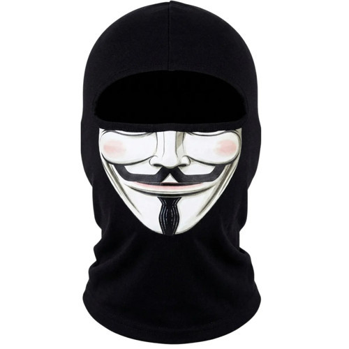 Fantezia Night Unisex Anonymous Baskılı Balaklava 1 Adet Tek Beden Viskoz Kask İçi Motosiklet Maskesi