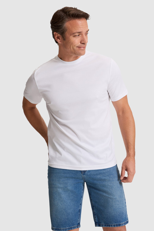 Erkek Beyaz Regular Fit Bisiklet Yaka Basic Tişört 50324943-VR013