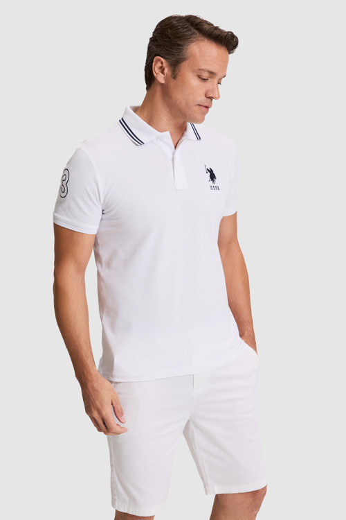 Erkek Beyaz Slim Fit Polo Yaka Basic Tişört 50322384-VR013